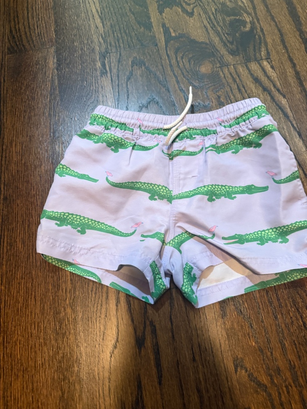 The Beaufort Bonnet Company Pink Swim Shorts with Green Alligator Print